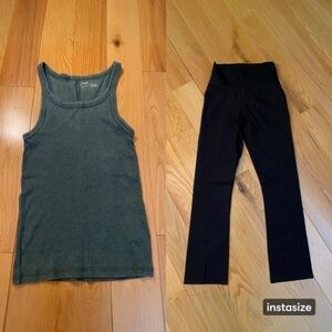 NWT Aerie Black Leggings w/ front seam, small slit at hem and Tank Top, both S